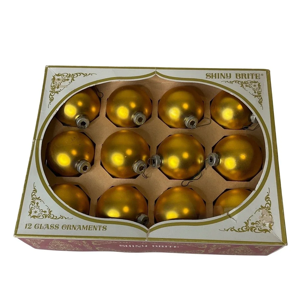 Vintage Shiny Brite Christmas Glass Ornaments Gold Max Eckardt & Sons Nostalgic